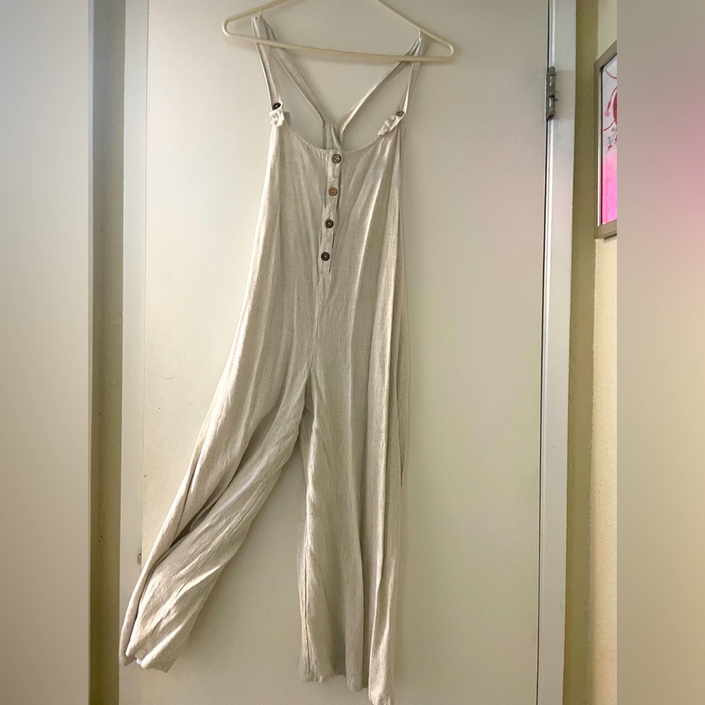 Cream comfy overalls